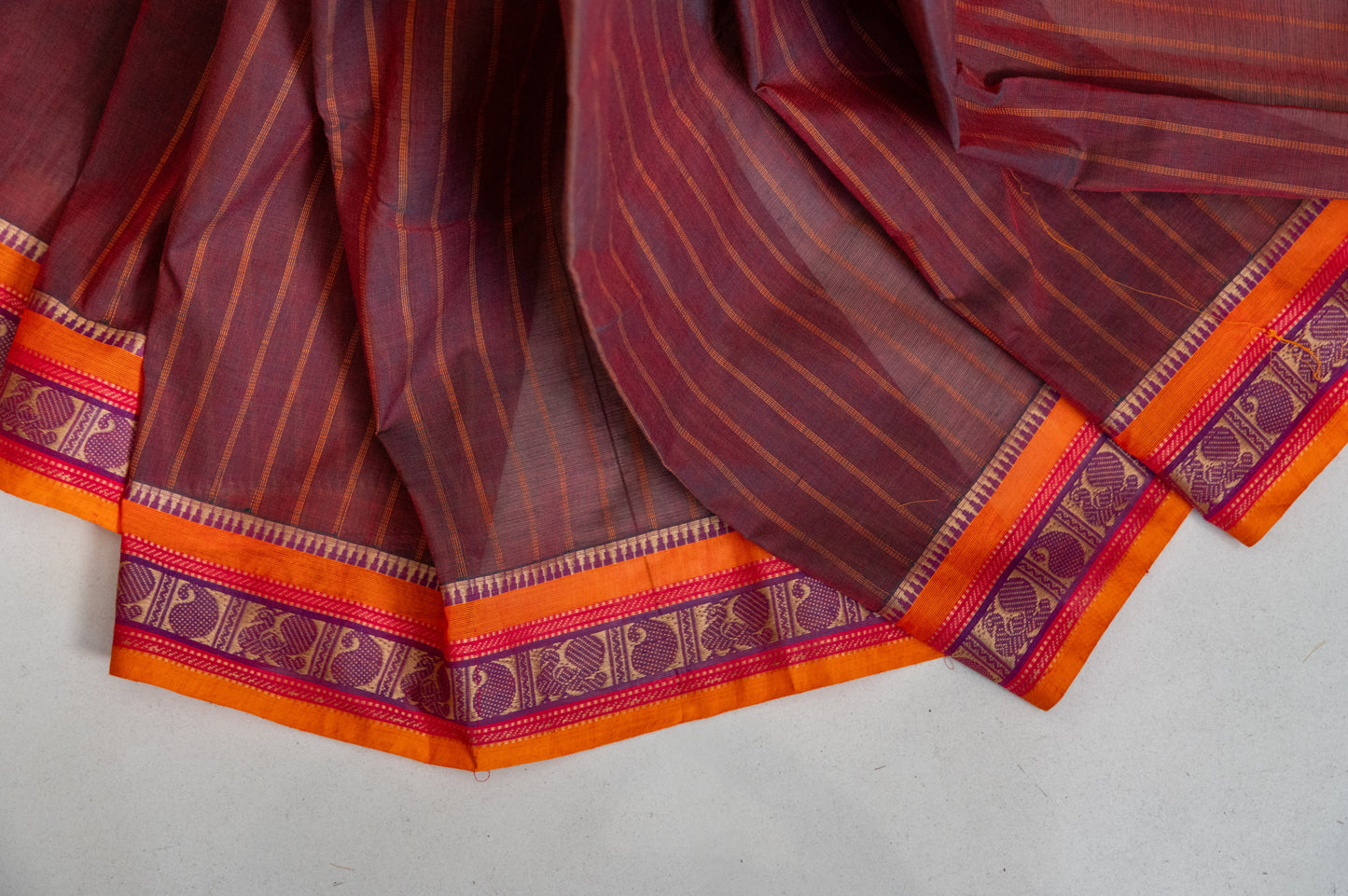 Maroon Kanchi cotton with stripes