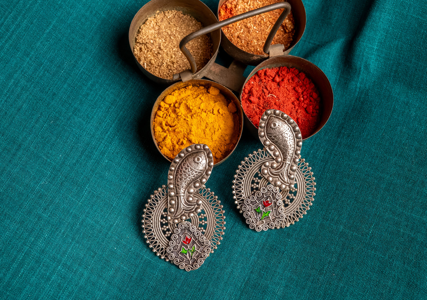 Vintage Silver Dana work earrings