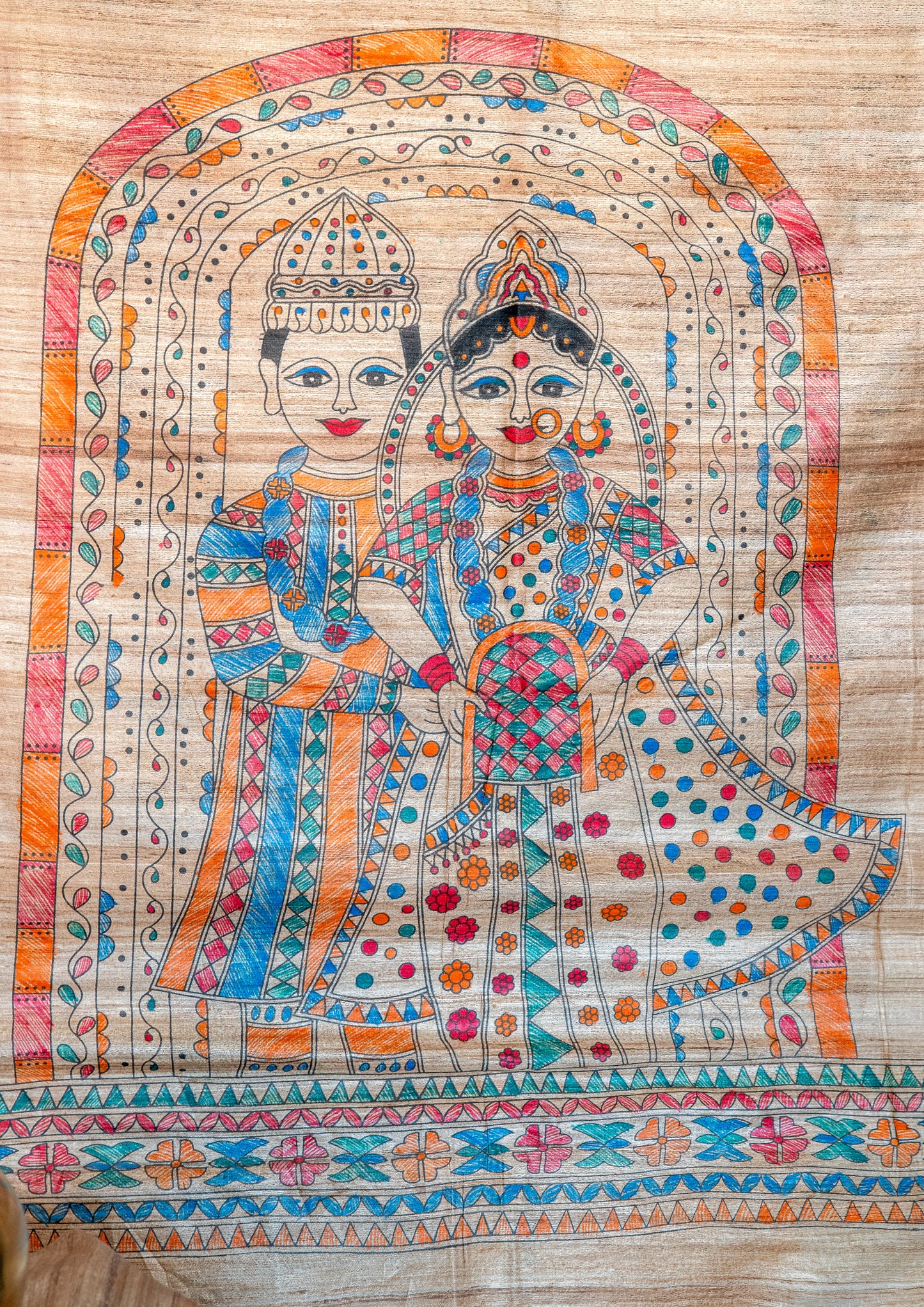 Gichha Tussar with handpainted Madhubani