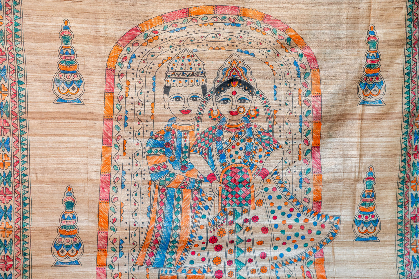 Gichha Tussar with handpainted Madhubani