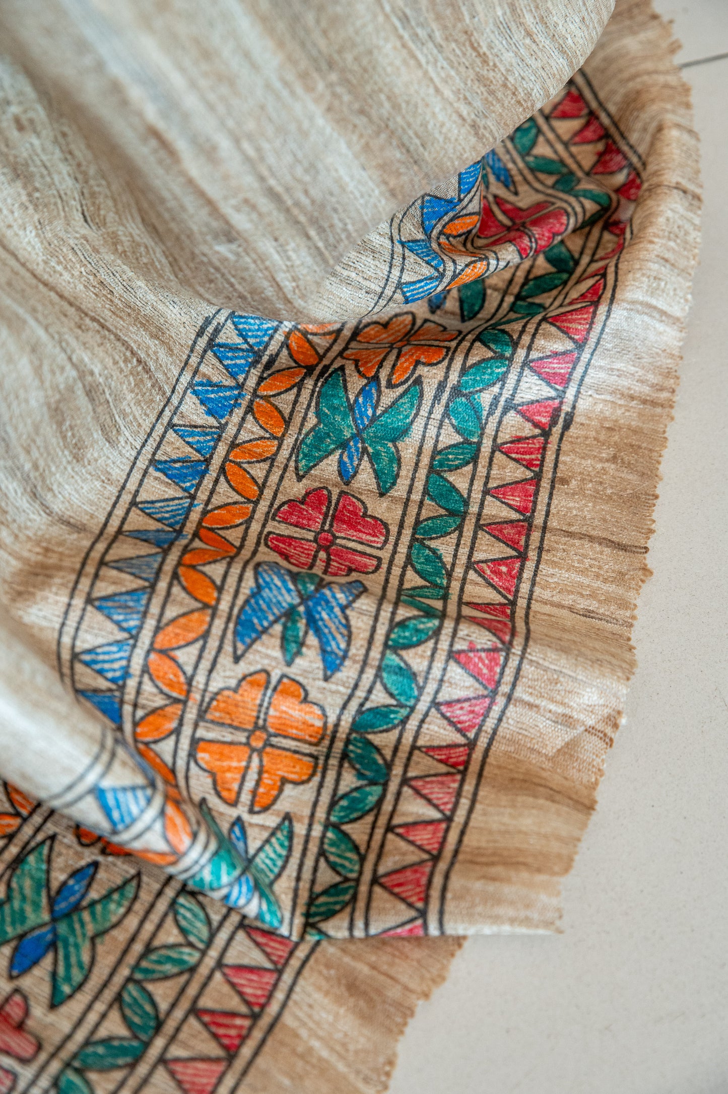 Gichha Tussar with handpainted Madhubani
