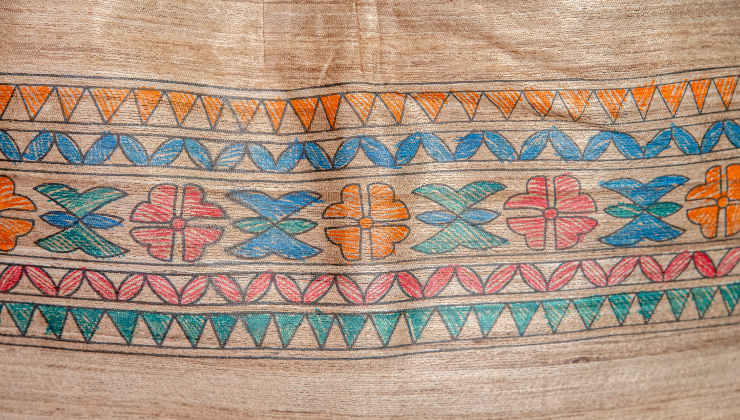 Gichha Tussar with handpainted Madhubani