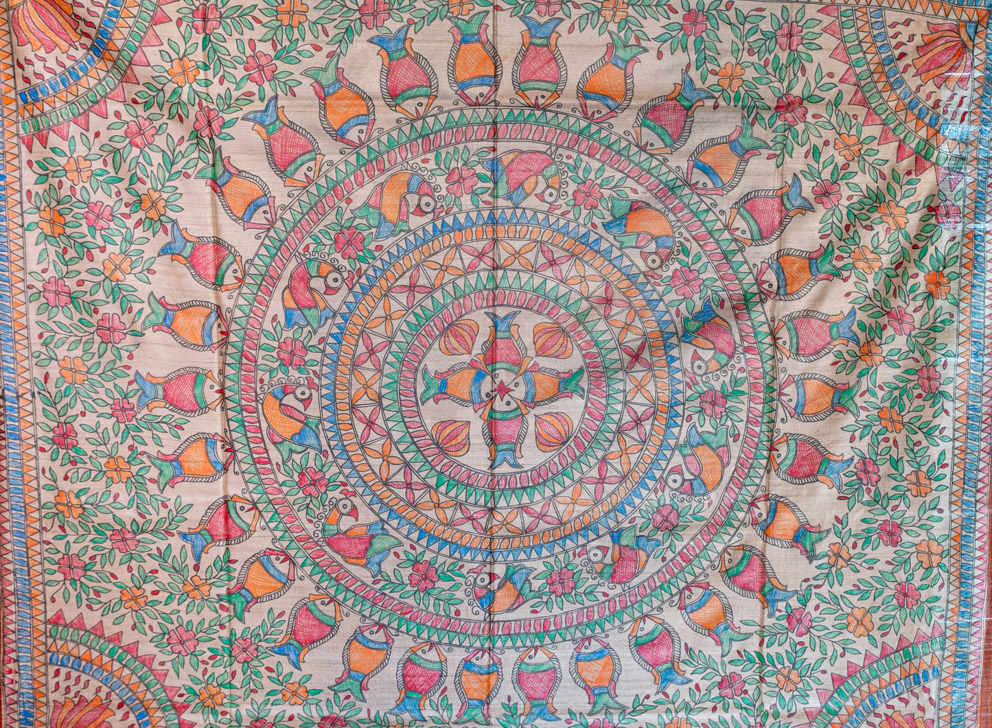 Brown Tussar with handpainted Madhubani