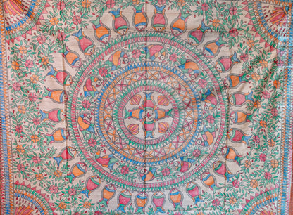 Brown Tussar with handpainted Madhubani