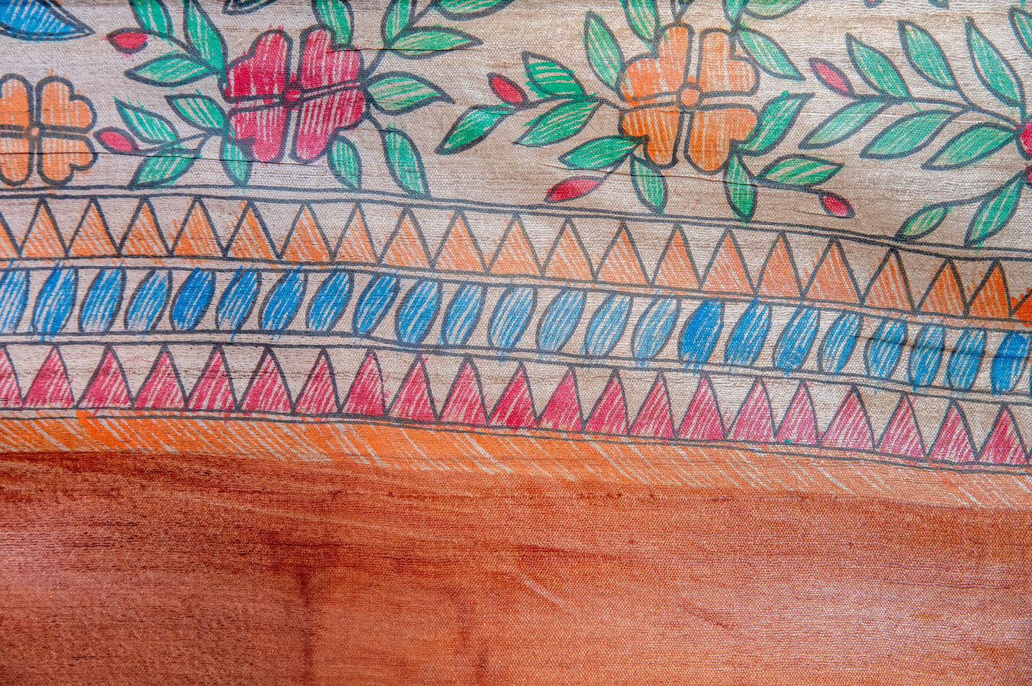 Brown Tussar with handpainted Madhubani