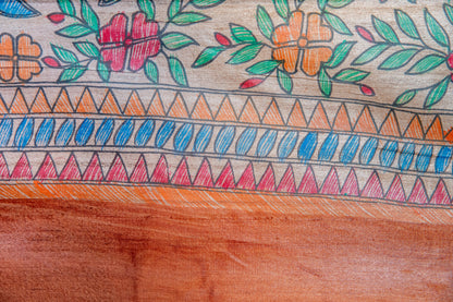 Brown Tussar with handpainted Madhubani