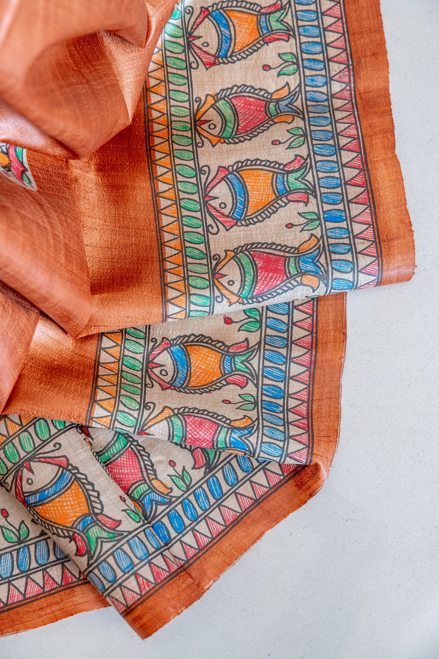 Brown Tussar with handpainted Madhubani