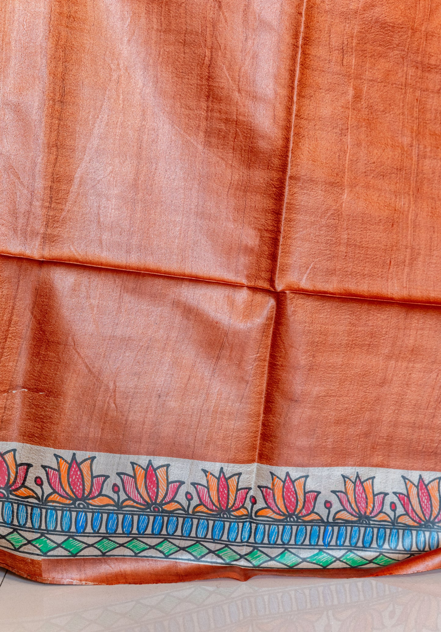 Brown Tussar with handpainted Madhubani