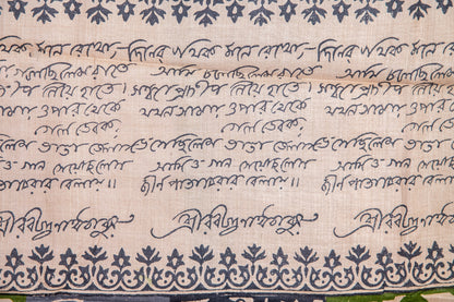 Tussar with handblock Bengali calligraphy
