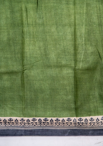 Tussar with handblock Bengali calligraphy