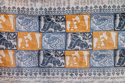 Tussar with handblock Bengali calligraphy