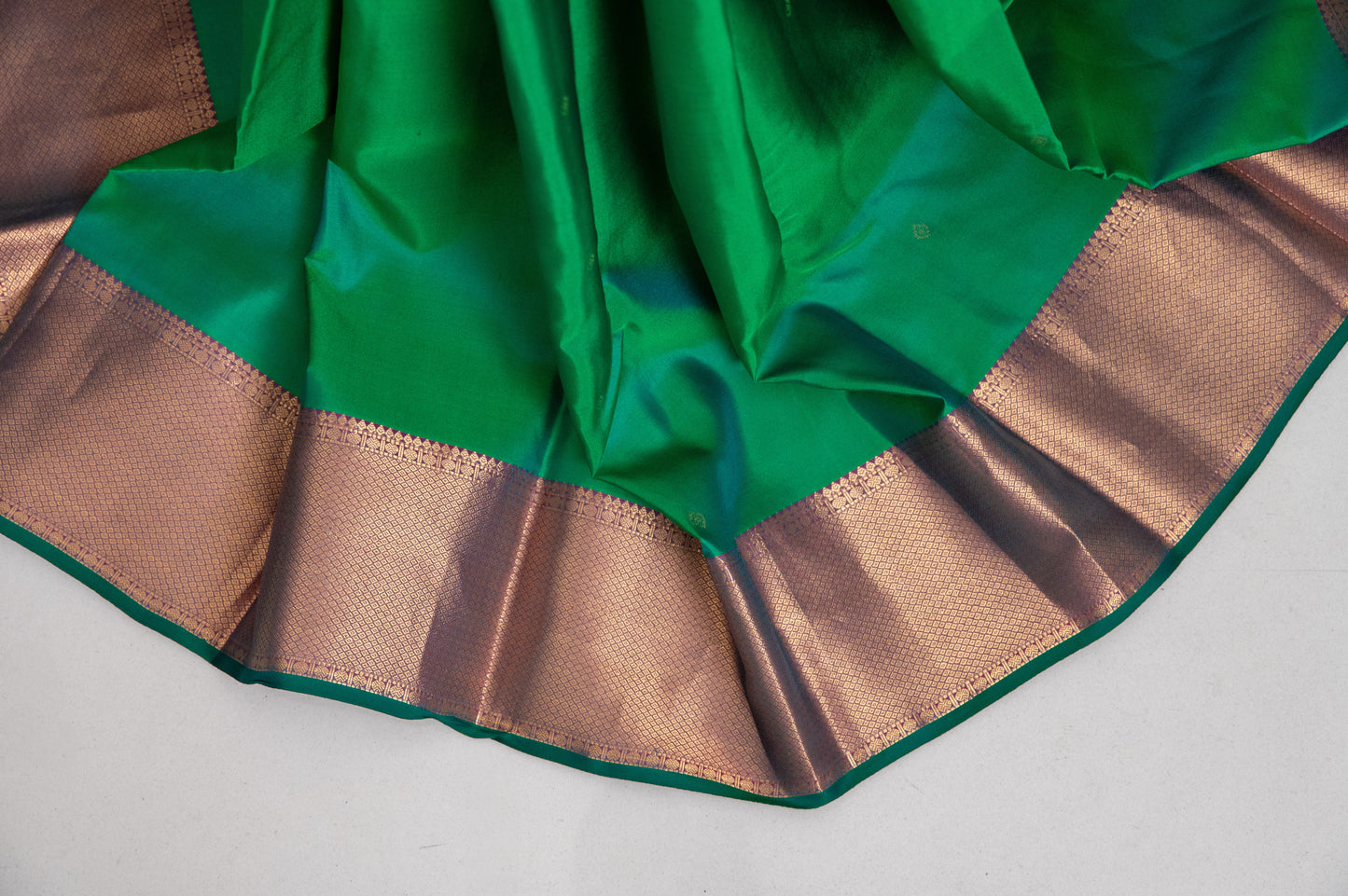 Shot Green Salem silk with zari border