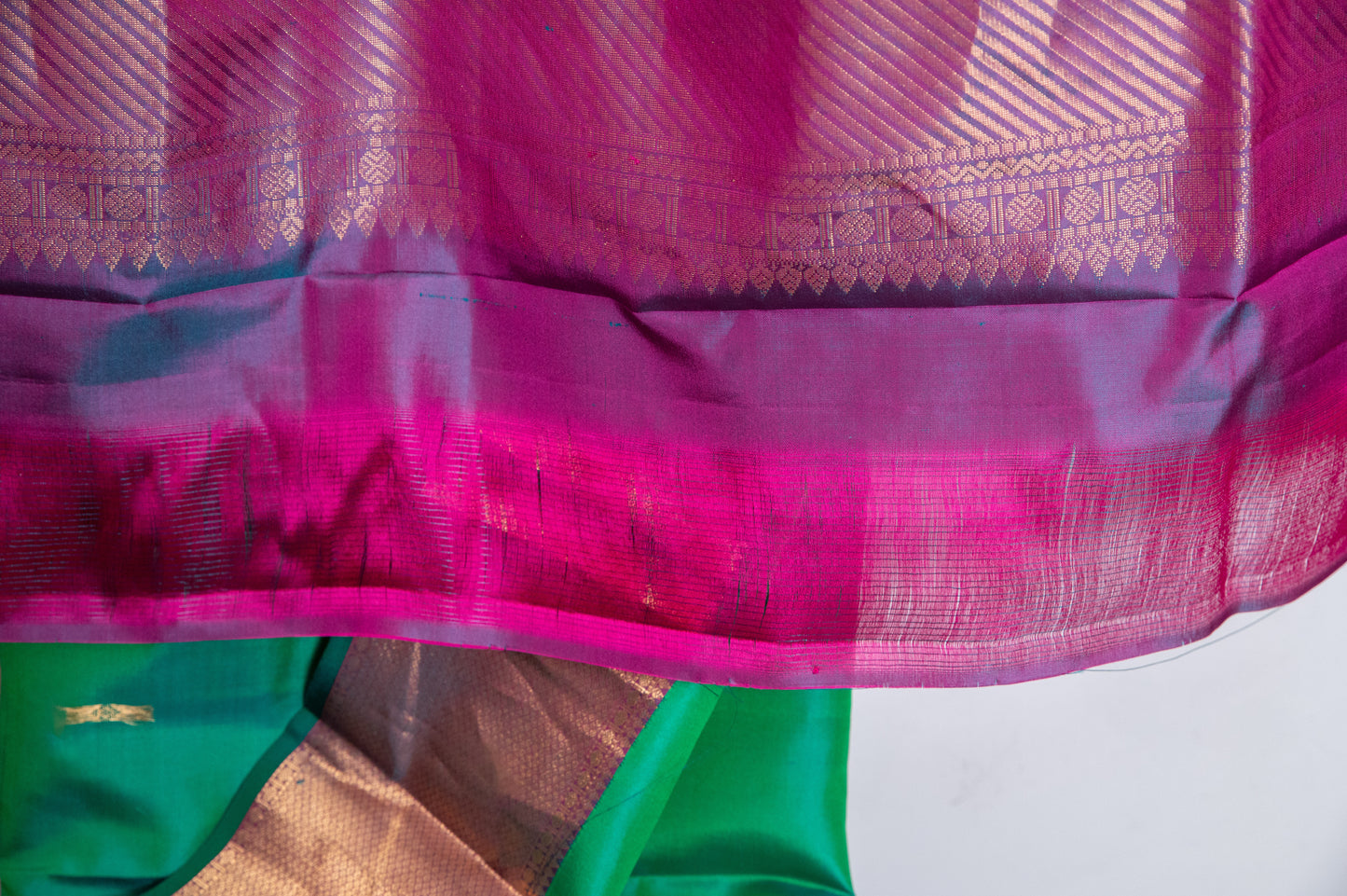 Shot Green Salem silk with zari border