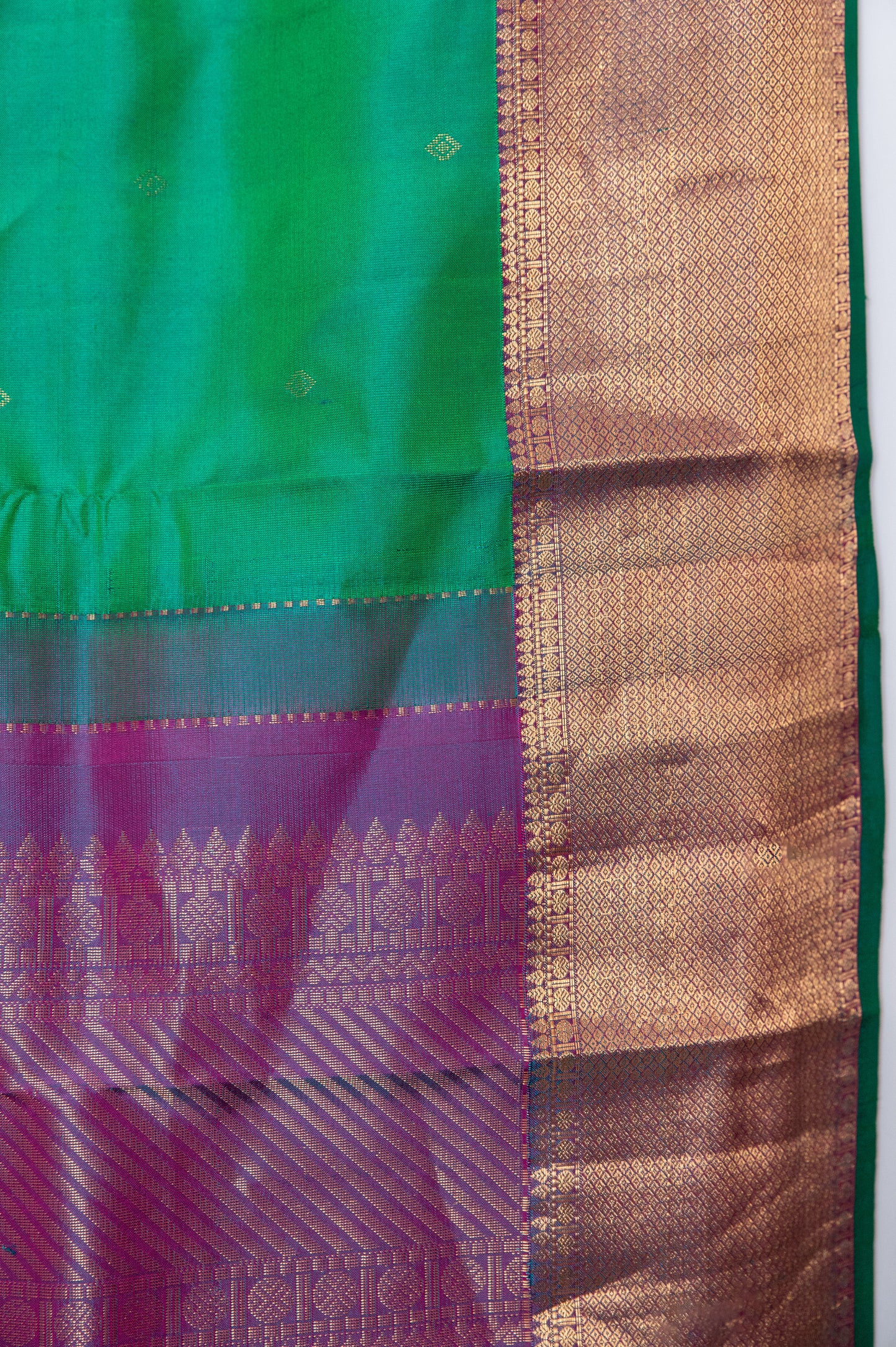 Shot Green Salem silk with zari border