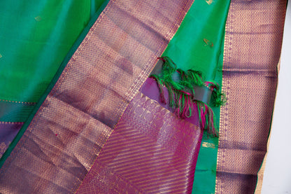 Shot Green Salem silk with zari border