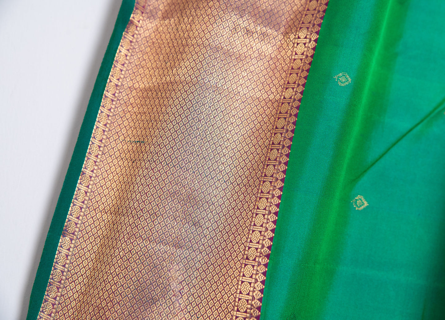 Shot Green Salem silk with zari border