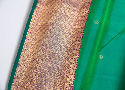 Shot Green Salem silk with zari border