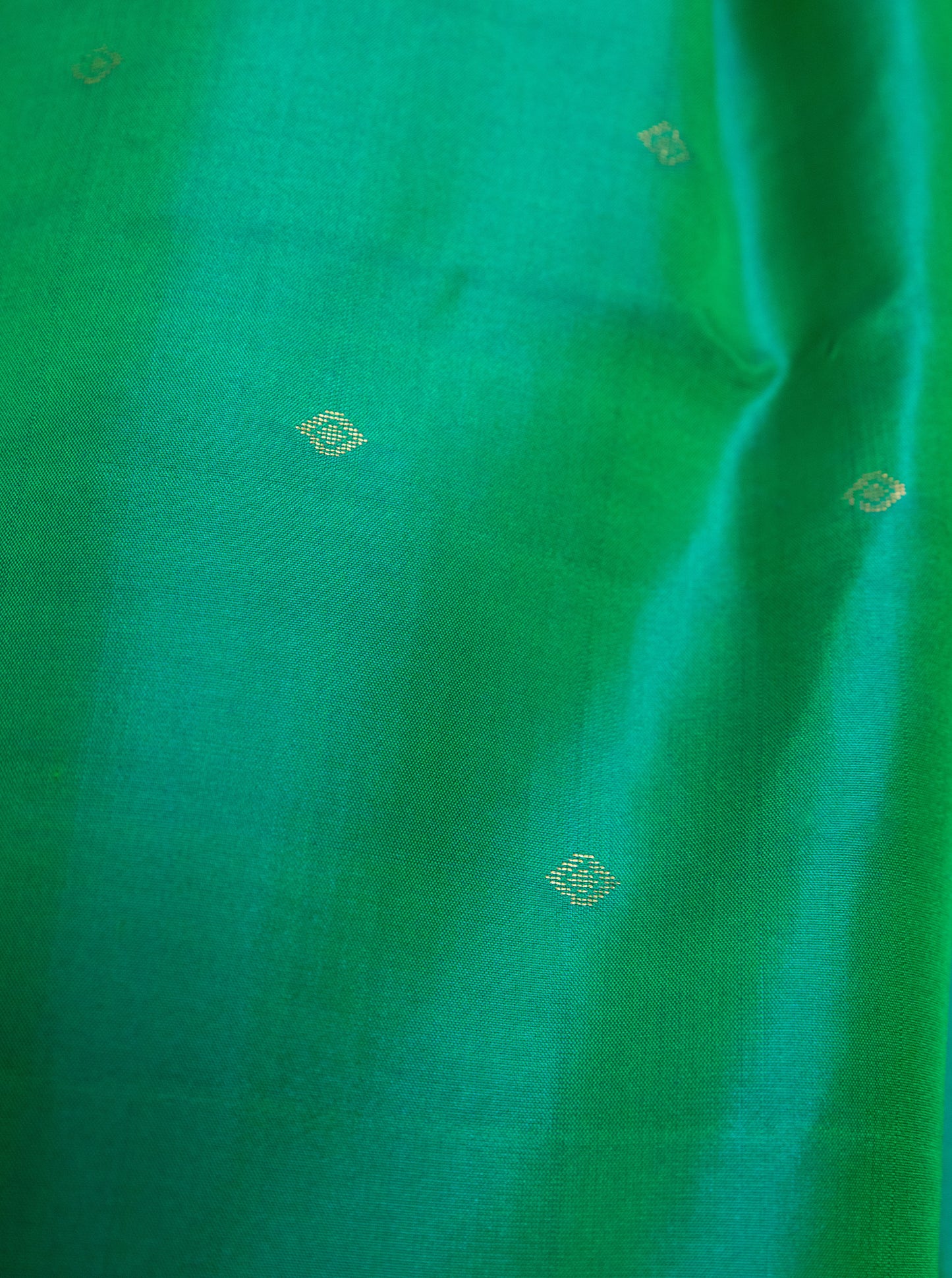 Shot Green Salem silk with zari border