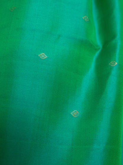 Shot Green Salem silk with zari border