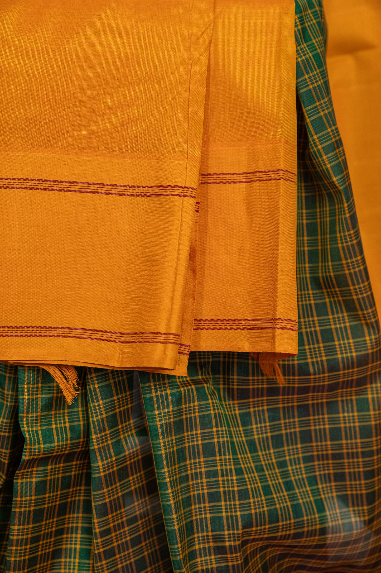 Kanchi cotton with silk borders and pallu