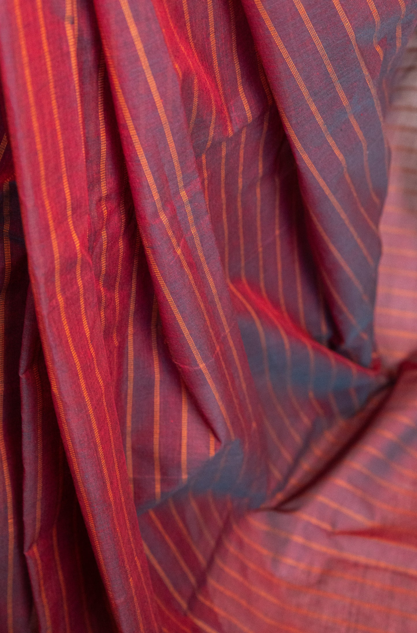 Maroon Kanchi cotton with stripes