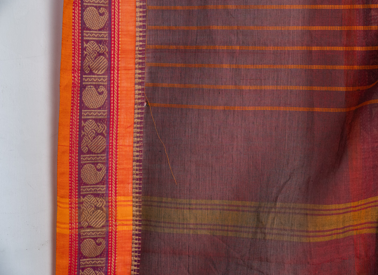 Maroon Kanchi cotton with stripes