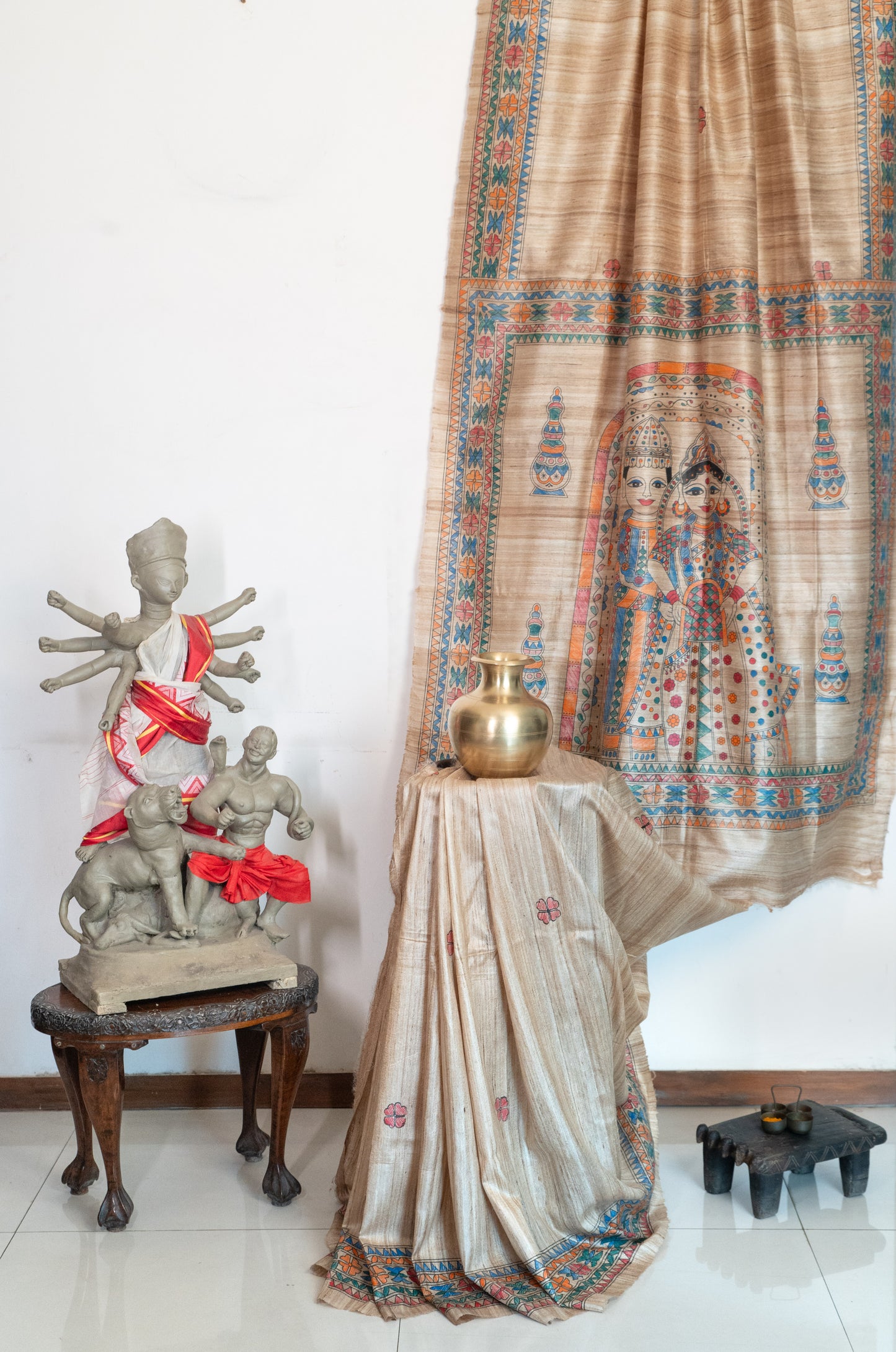Gichha Tussar with handpainted Madhubani