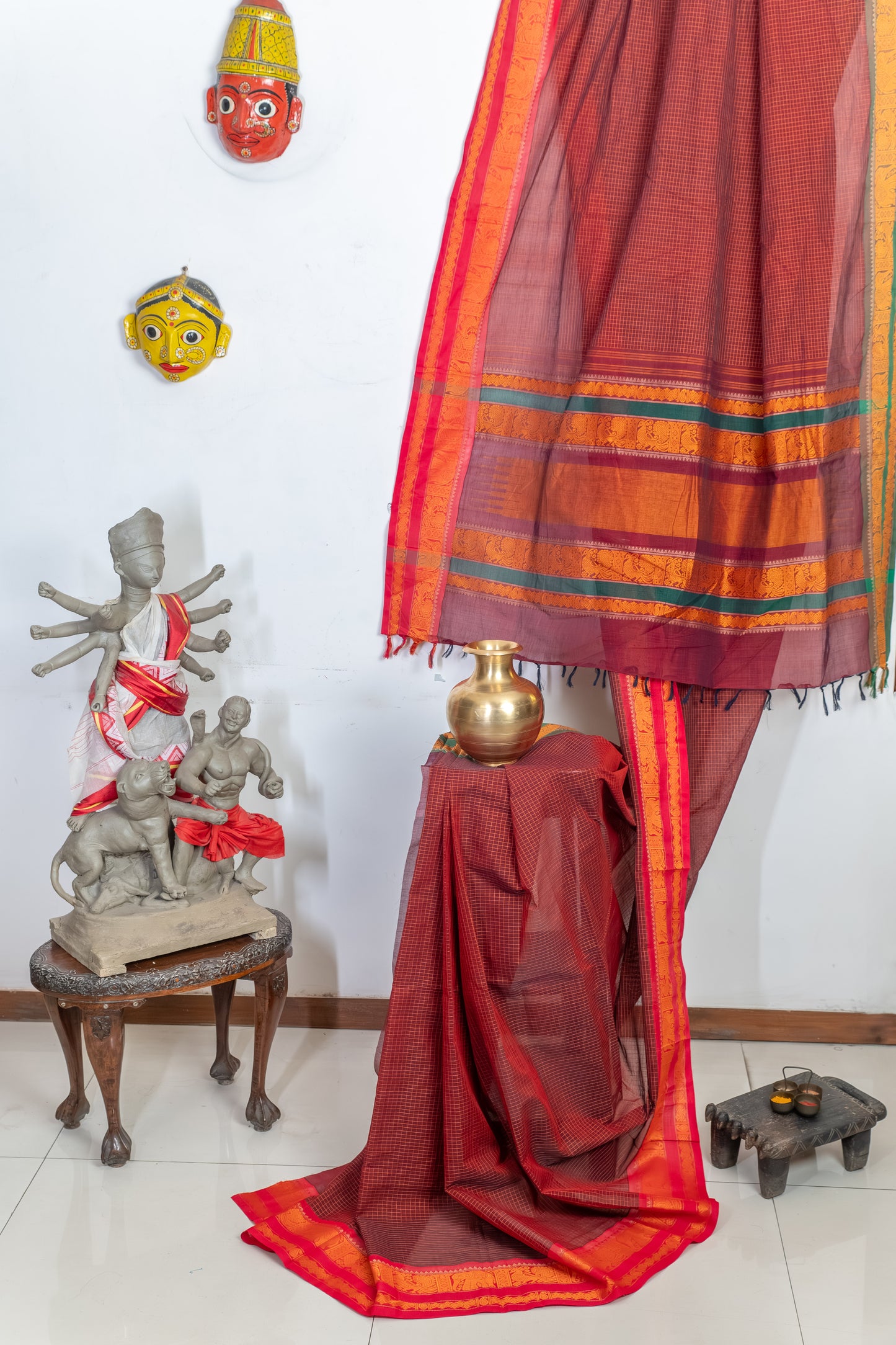 Maroon GJ Kanchi cotton