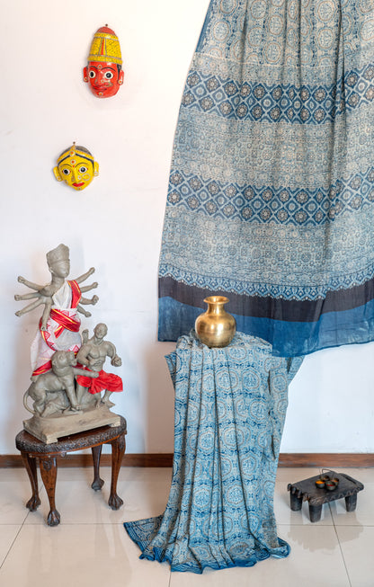 Indigo Mul Cotton Ajrakh