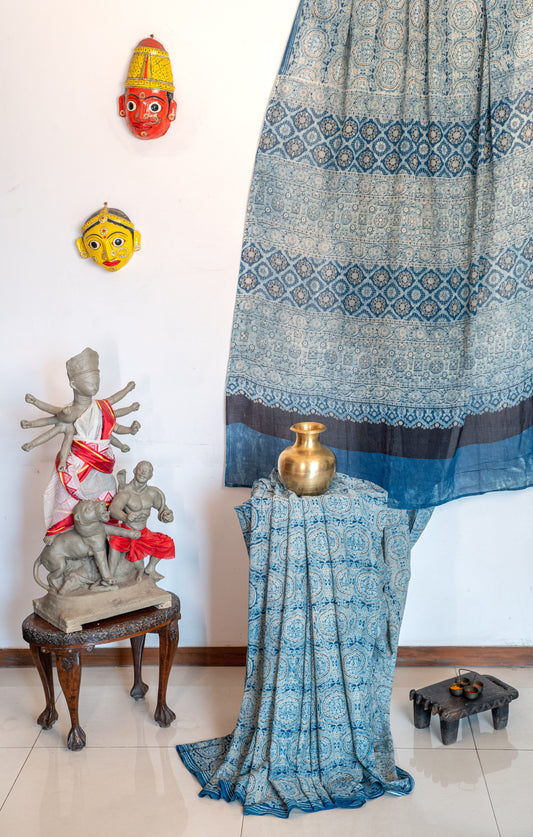 Indigo Mul Cotton Ajrakh
