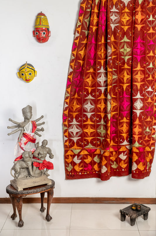 Vintage rust Phulkari Chaddar