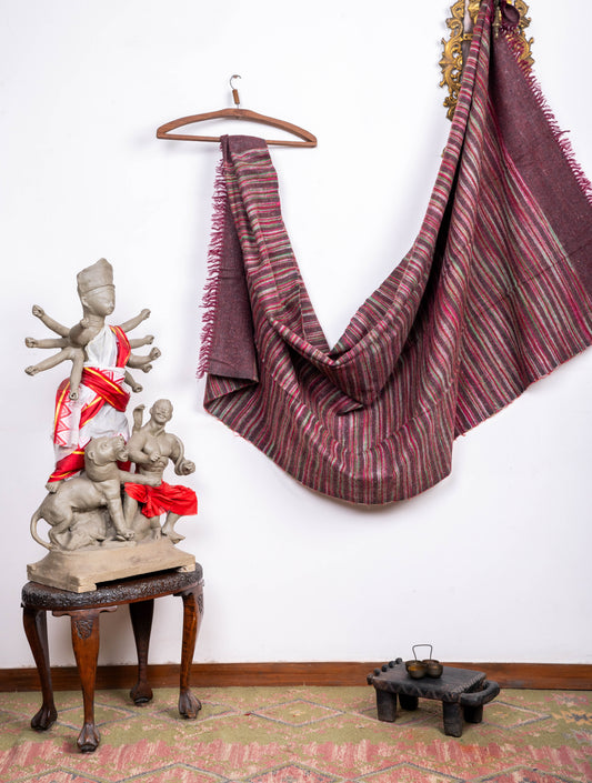 Vintage thick maroon Kullu shawl