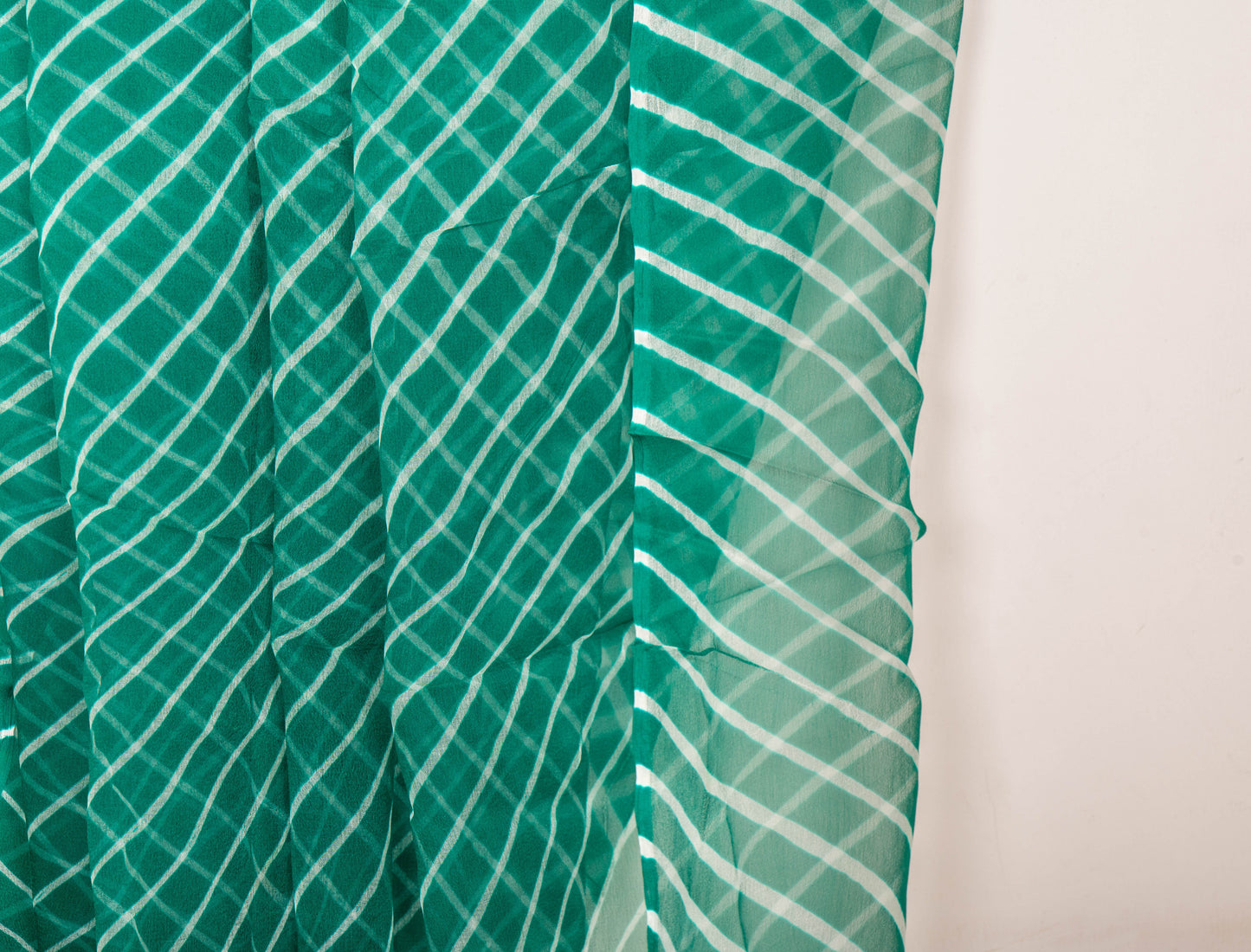 Green Silk Chiffon with Leheriya