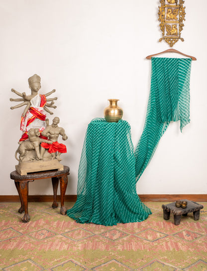 Green Silk Chiffon with Leheriya