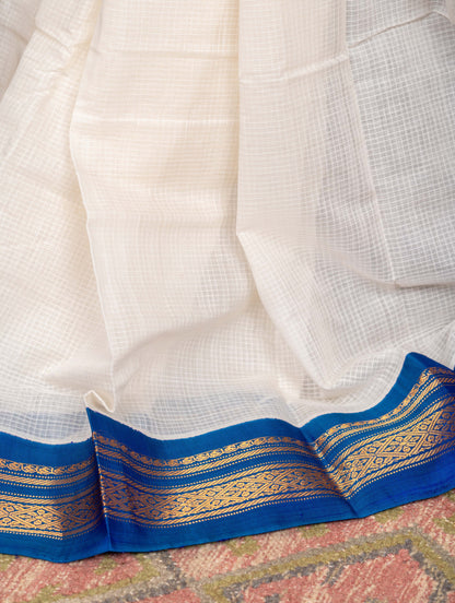 Cotton Gadwal with blue silk borders
