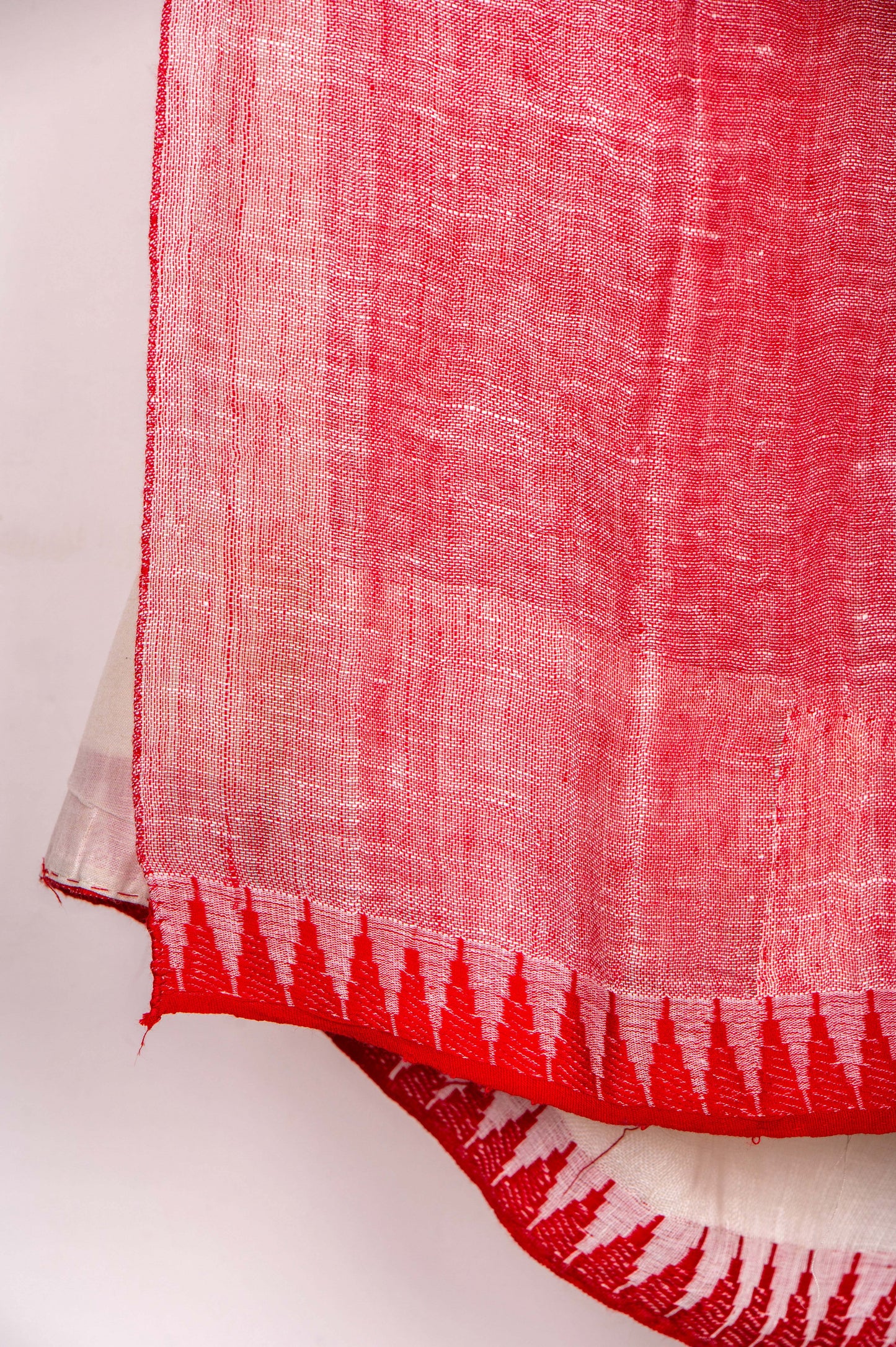 Vintage white and red pure Linen