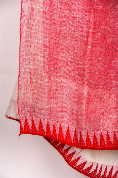 Vintage white and red pure Linen