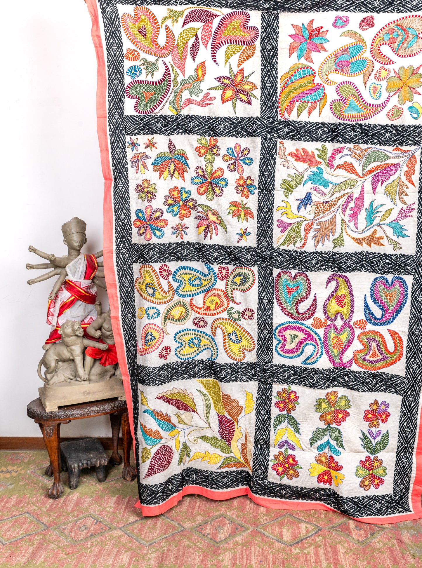 Vintage Nakshikantha throw by Sobihar Bano