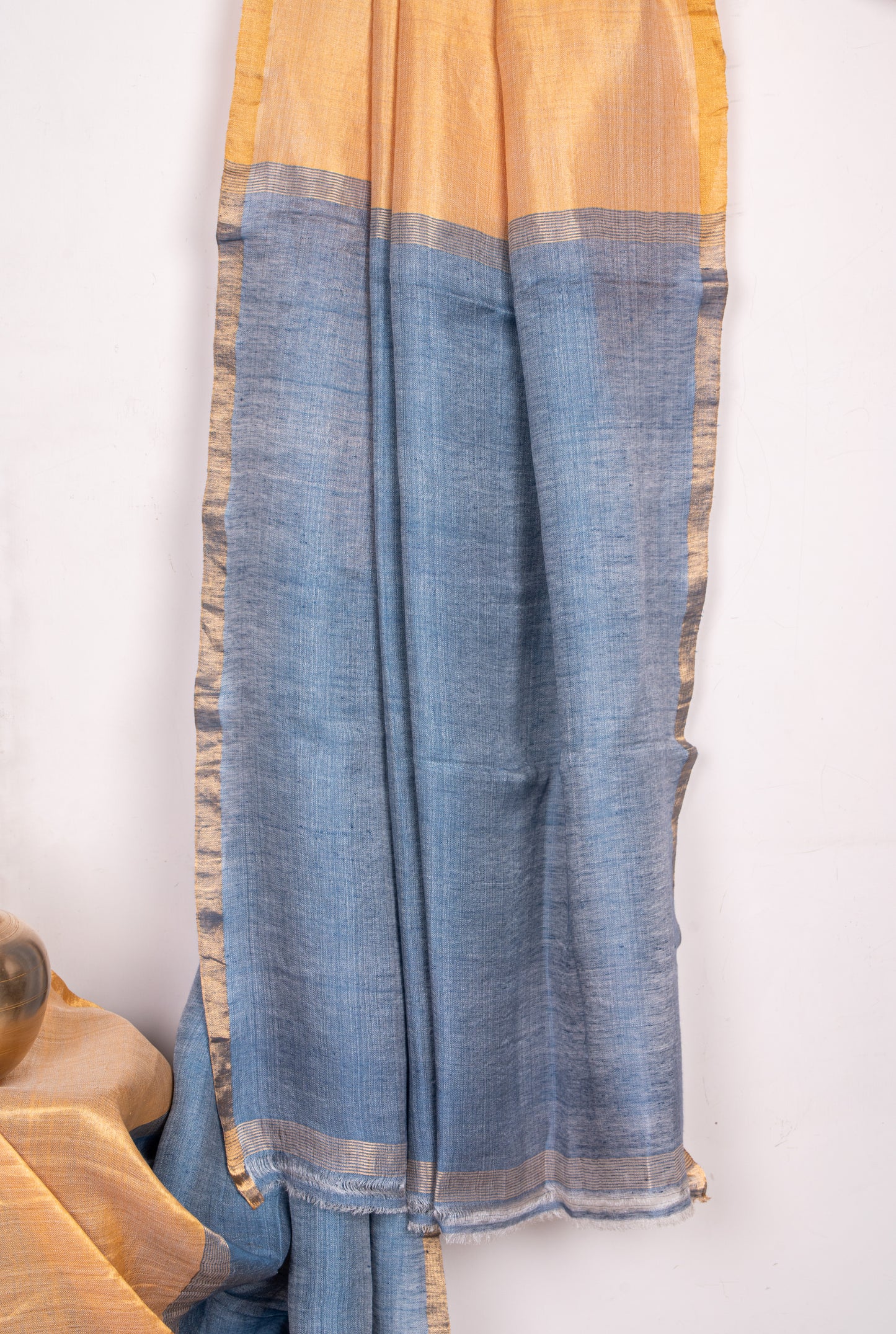 Vintage pure Linen with zari tissue
