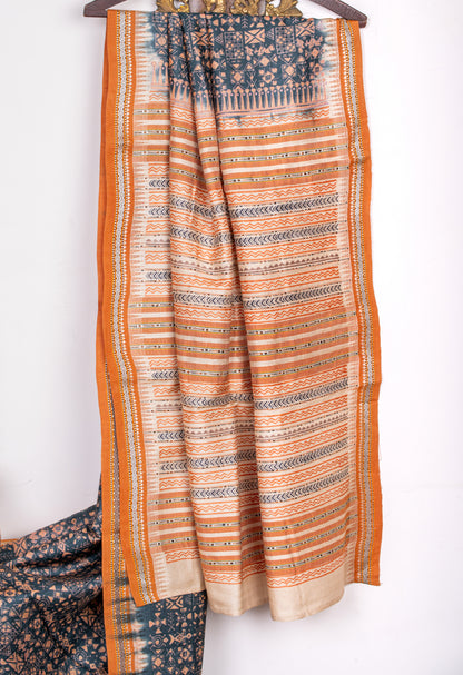 Vintage handblocked Vidharbha Karvati Kinar