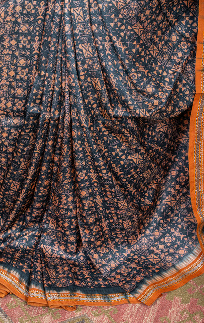 Vintage handblocked Vidharbha Karvati Kinar