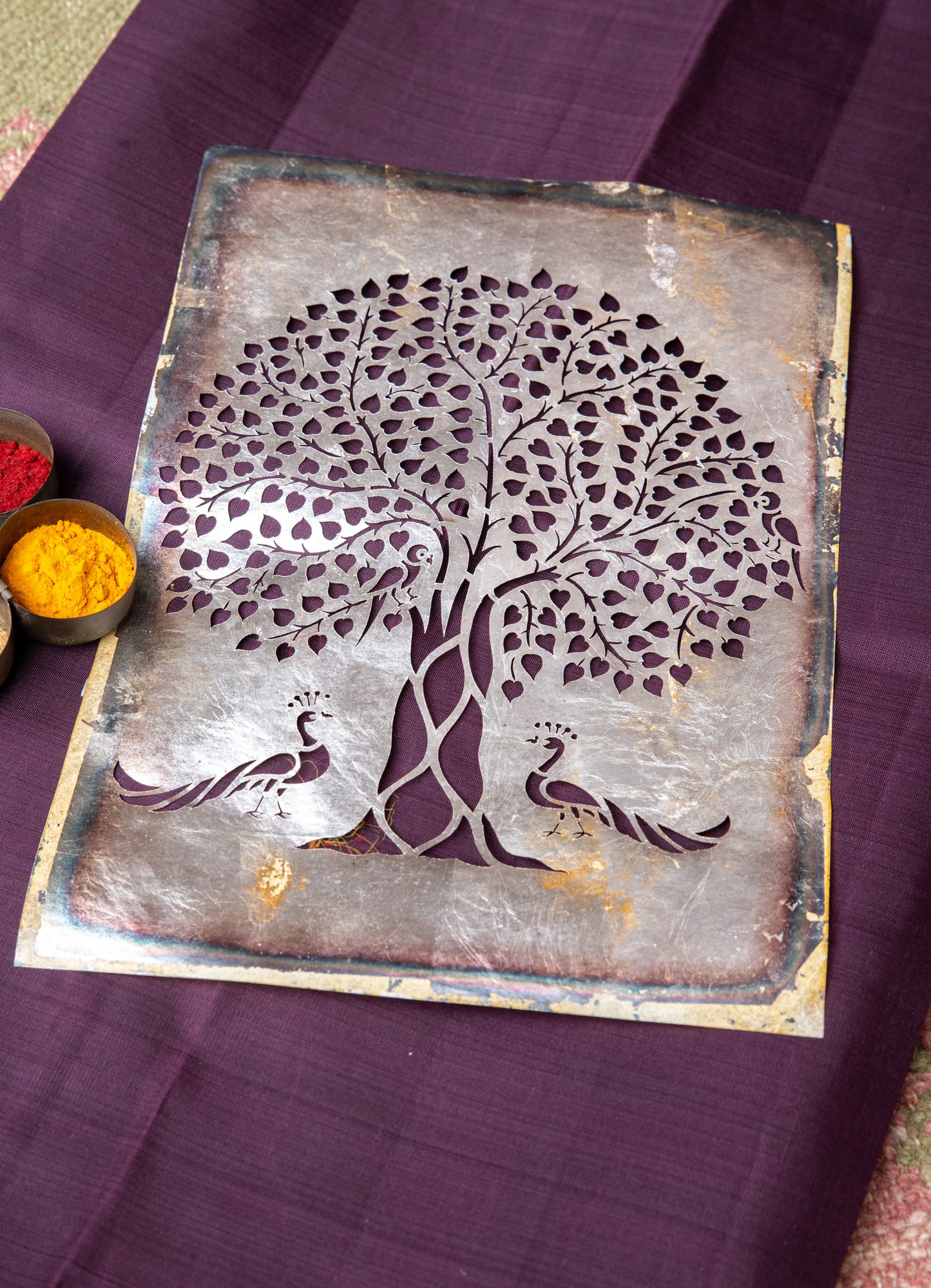 Real silver foil Sanjhi