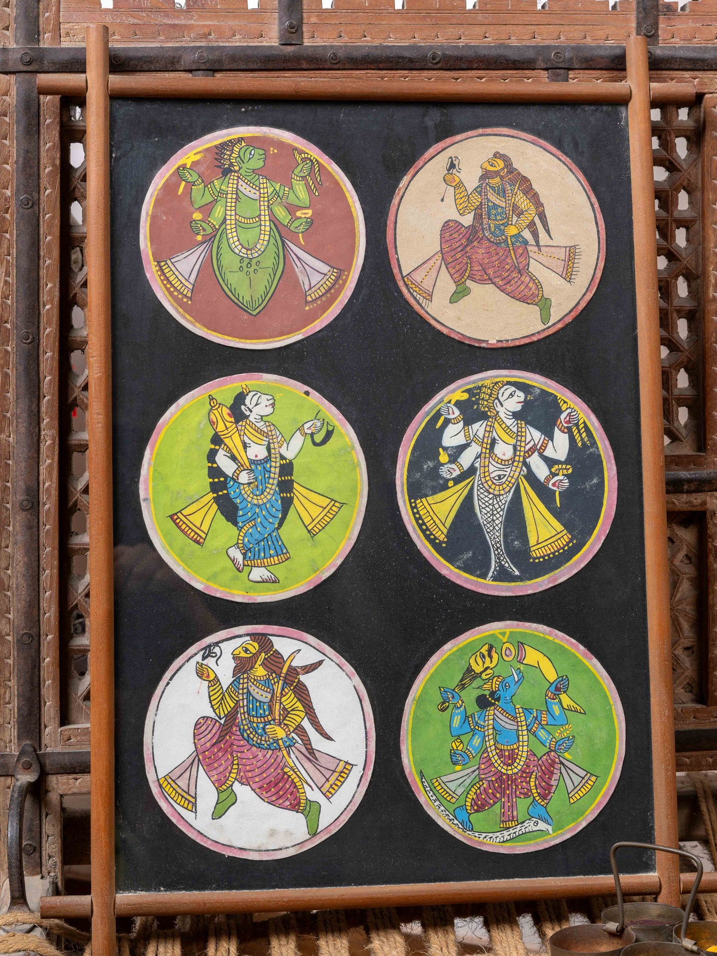 Framed vintage Ganjapa cards