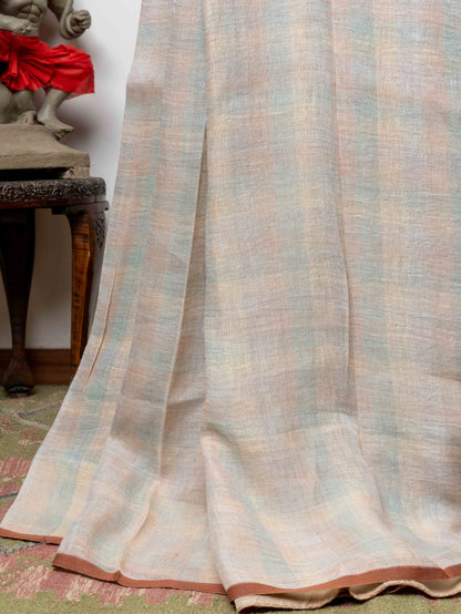 Vintage pure Linen with multicoloured grids