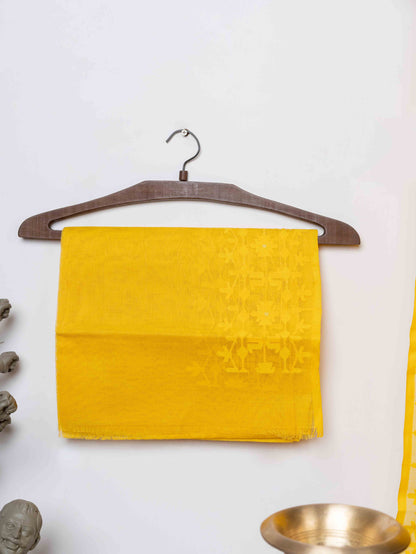 Yellow cotton Jamdani from Bangladesh