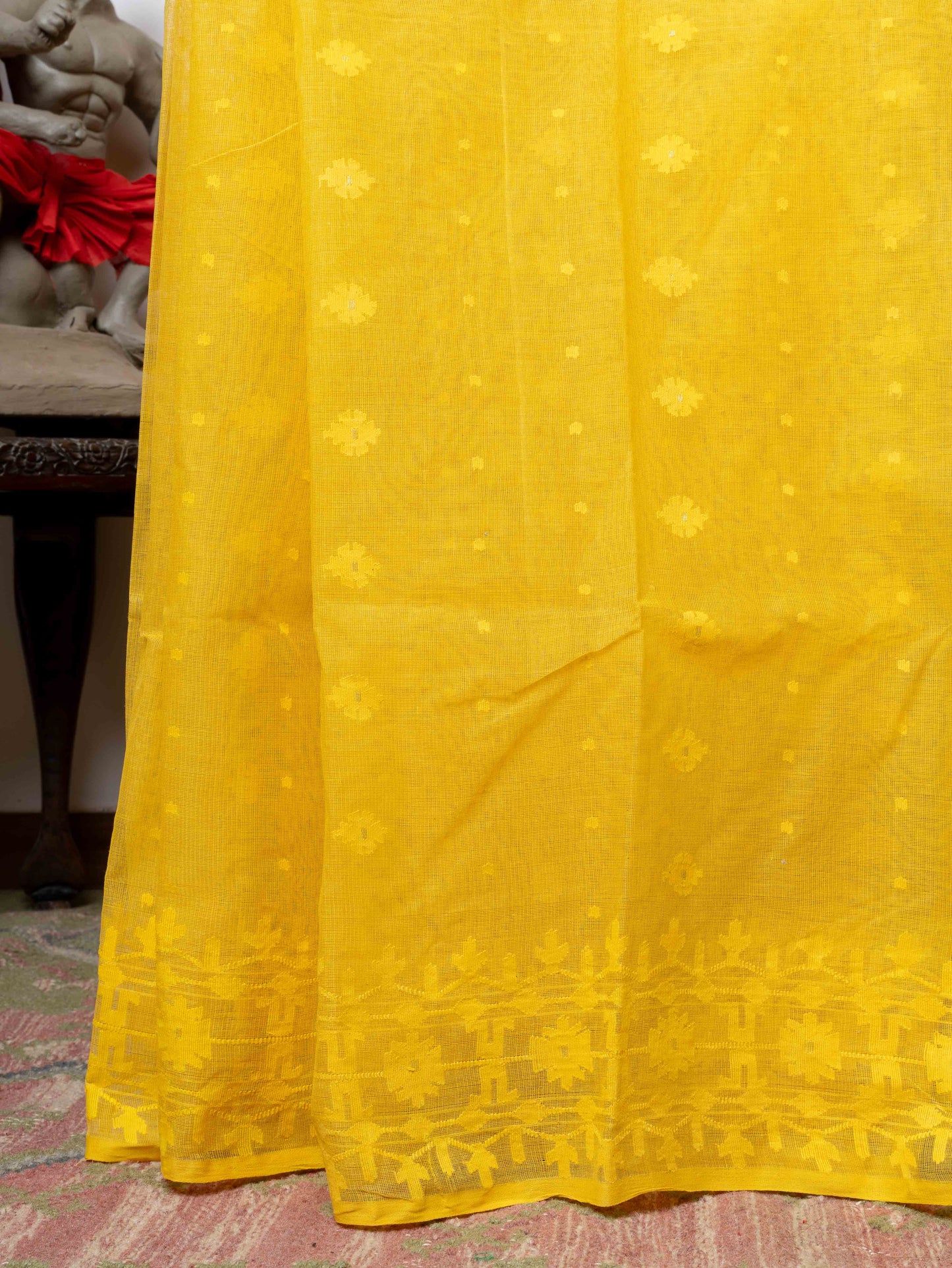 Yellow cotton Jamdani from Bangladesh