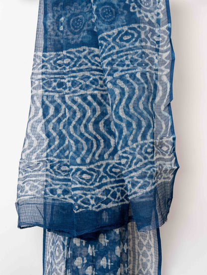 Indigo handblocked Barmeri Kota Doria